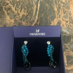 Swarovski blue and teal dangle earrings